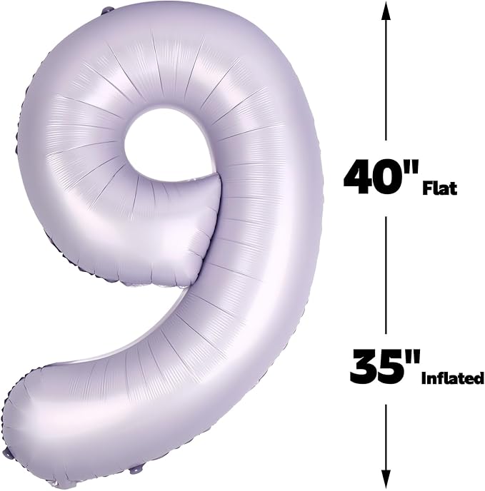 Lilac Number 9 Balloon 40 inch, Lavender Birthday Party Balloons Decorations | - Image 3