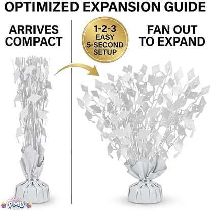 PMU 3 Pcs White Graduation Balloon Weights, Graduation Centerpieces - Image 5