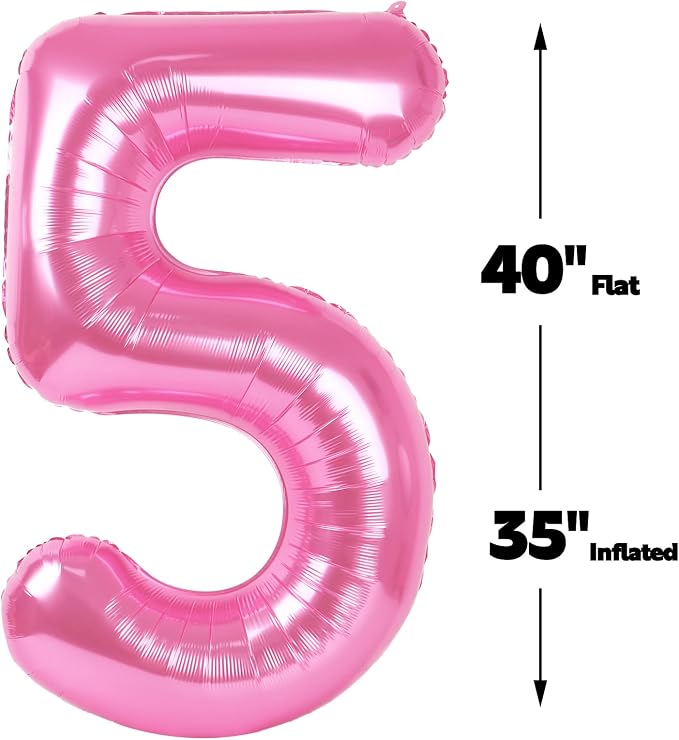 Pink Number 5 Balloon 40 inch, Balloon numbers party supplies, deco photo shoot - Image 2