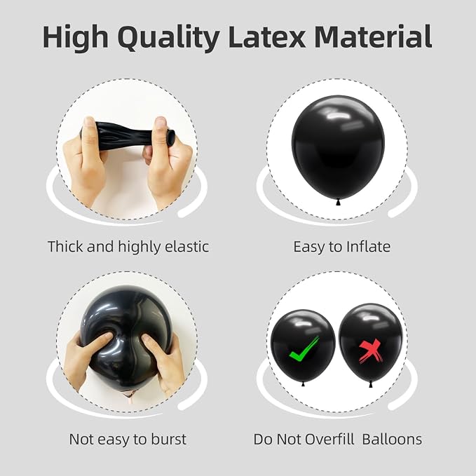 Black Balloons Different Sizes 135pcs 18 12 10 5 Inch Black Balloon Arch Kit - Image 3