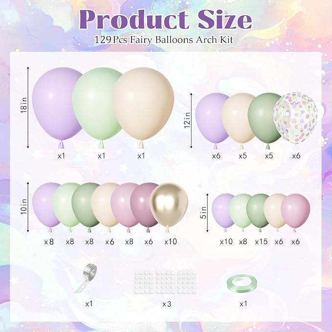 Ouddy Party Dusty Green Purple Pink Arch Garland Kit 18 12 10 5 Inch | - Image 3
