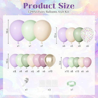 Ouddy Party Dusty Green Purple Pink Arch Garland Kit 18 12 10 5 Inch | - Image 3