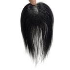 Anemone No Clips Human Hair Topper Piece Fringe Bangs for Women Wrap-Around Magic Paste with Invisible Lace for Natural Hair Loss Coverage (1B Lace Mid Bangs)