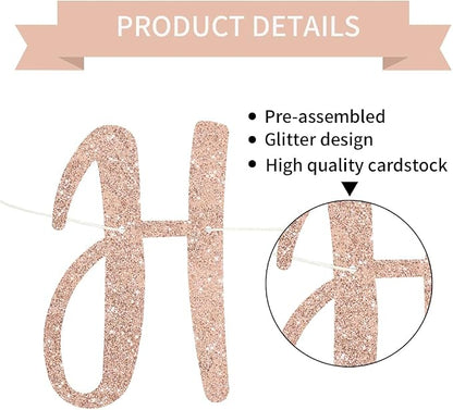 BEISHIDA Pre-Strung Rose Gold Happy Retirement Banner Party Decoration | Glitter - Image 3