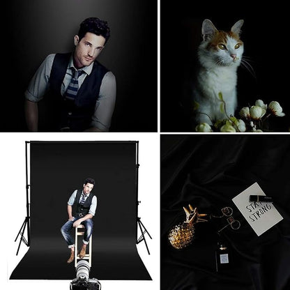 HEMMOTOP Black Backdrop, Seamless Photography Background Screen | Polyester - Image 9