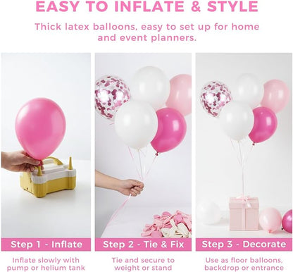 LOVESTOWN 150PCS Pink White Balloons Different Size of 18 12 10 5Inch | Pink - Image 6