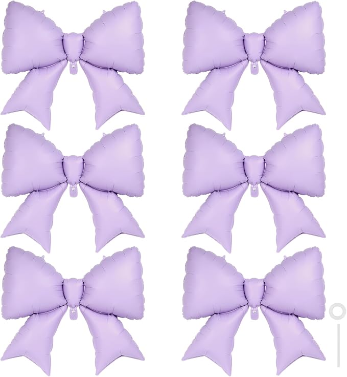 6 Pcs Light Purple Bow Balloons by YOTHORN