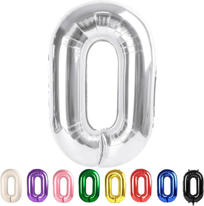 Big Number 0 Balloons Silver Birthday Party Decorations by Mluchee