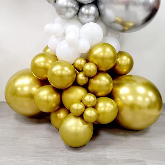 127pcs Silver Gold White Latex Balloons Garland Arch Kit 18in 12in 10in 5in - Image 5