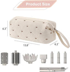 Large Quilted Hair Tools Travel Bag with Bow Pattern,Waterproof Hair Styling Accessories Storage Case for Shark FlexStyle, Dyson Airwrap Hair Dryer, Curling Iron, Revlon Hair Tools(Beige)