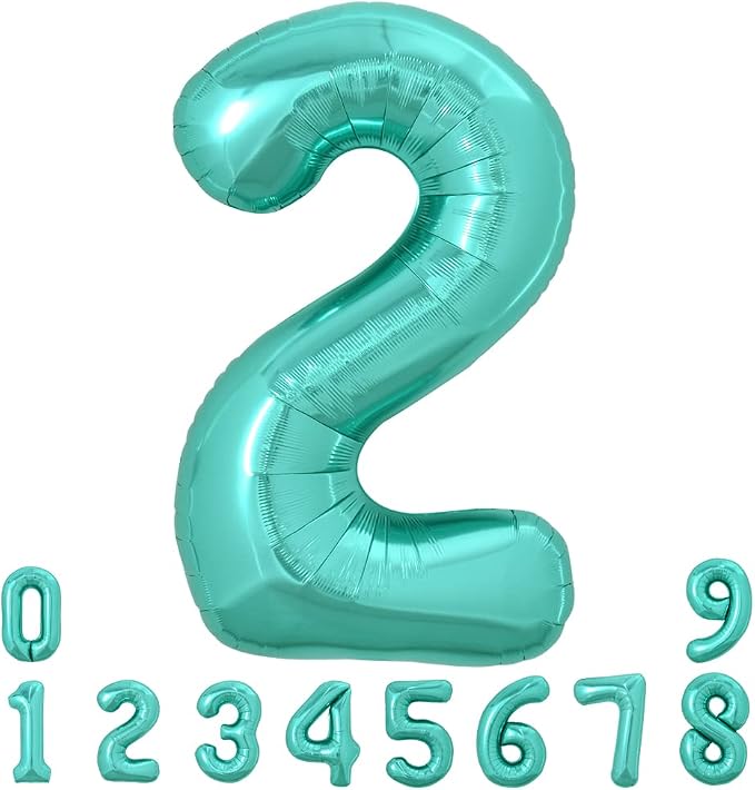 TONIFUL 40 Inch Large Teal Blue Number Balloons, Giant Jumbo Helium Foil Mylar by TONIFUL