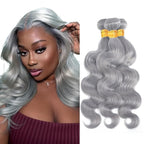 28 30 32 Inch Gray Bundles Human Hair Grey Body Wave Bundles Niegmeag Brazilian Virgin Remy Hair Extensions Double Weft Soft And Silky Silver Body Wave Bundle