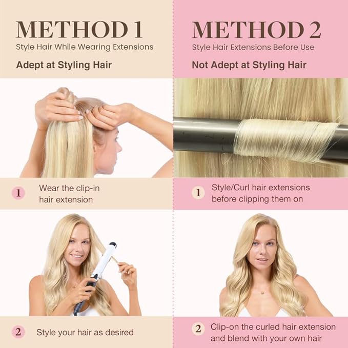 GOO GOO Clip in Hair Extensions Real Human Hair, Remy Human Hair Extensions Clip ins for Women, Natural Human Hair, 18inch 110g 7Pcs, 613R Bleach Blonde