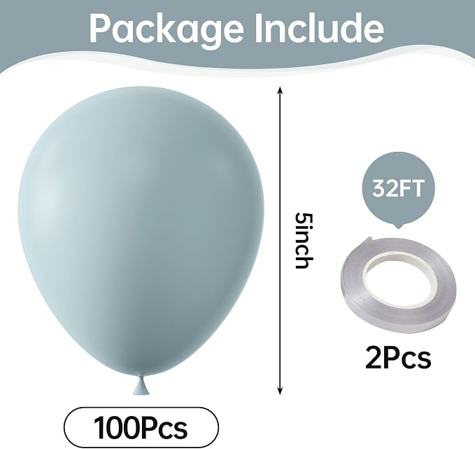 Retro Misty Blue Balloons, Birthday Decoration, Wedding Party, Baby Shower - Image 2