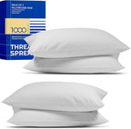 THREAD SPREAD 100% Egyptian Cotton Pillow Cases King - High Thread Count Pillowcases King Size Pack of 2, Soft Cooling & Breathable Extra Long Staple Sateen Weave Cotton Pillow Covers for Bed - Silver