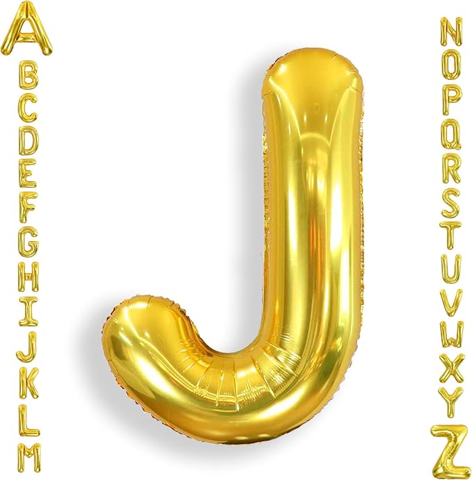 AULE 40 Inch Gold J Balloon Letter Foil A-Z Birthday Big Alphabet | Birthday by AULE