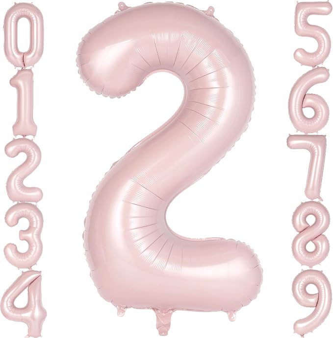Light Pink Number 2 Balloon, 40 Inch Giant Mylar Number Balloons, Large Foil by AIQINHU