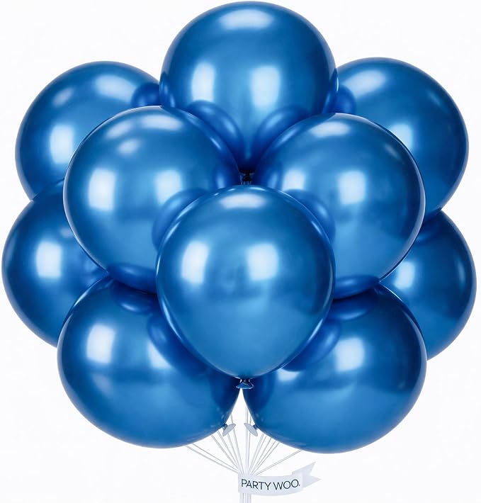 PartyWoo Metallic Blue Balloons 20pcs Chrome Blue Color 18 Inch | Balloons by PartyWoo