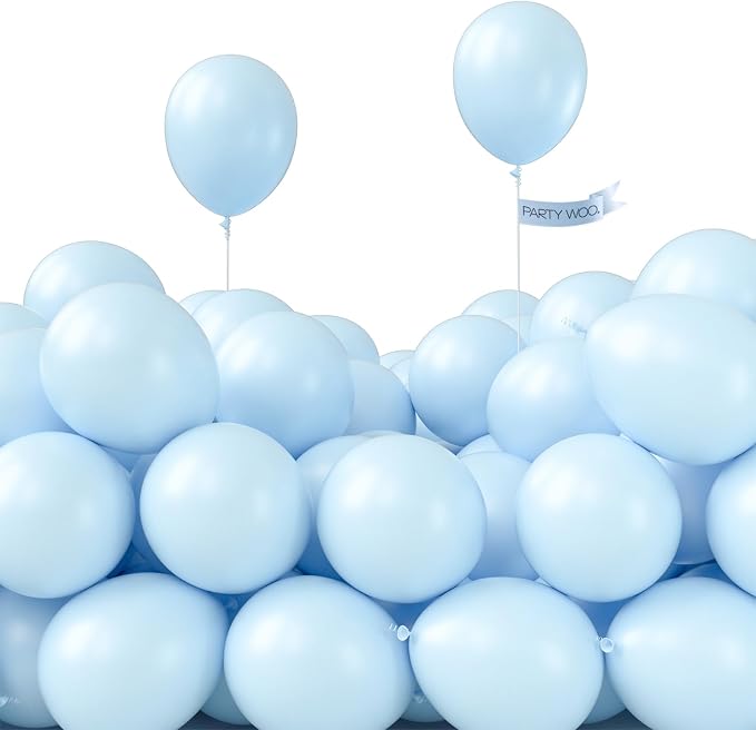 PartyWoo Baby Blue Balloons 50pcs Light Pastel Sky Aqua Blue Color | 5 Inch by PartyWoo