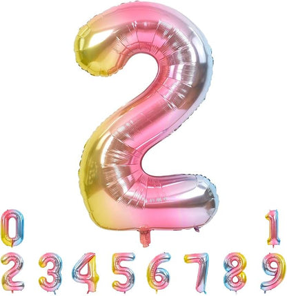 TONIFUL 40 Inch Rainbow Large Numbers Balloons 0-9, Number 2 Digital 2 Helium by TONIFUL