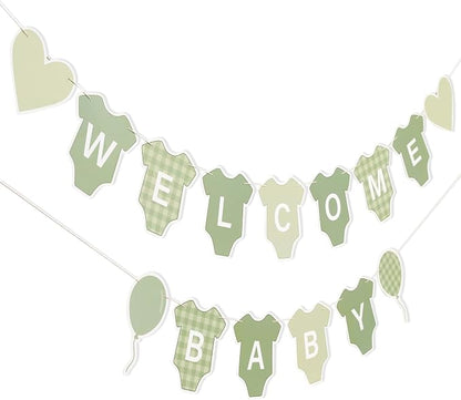 Green Gingham Baby Shower Banner - Image 3