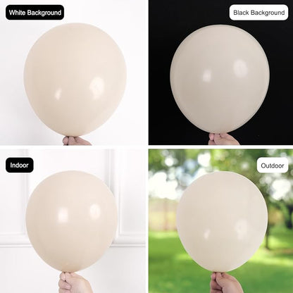 RUBFAC 135pcs Sand White Balloons Cream Beige Latex Balloon, Different Sizes 18 - Image 4