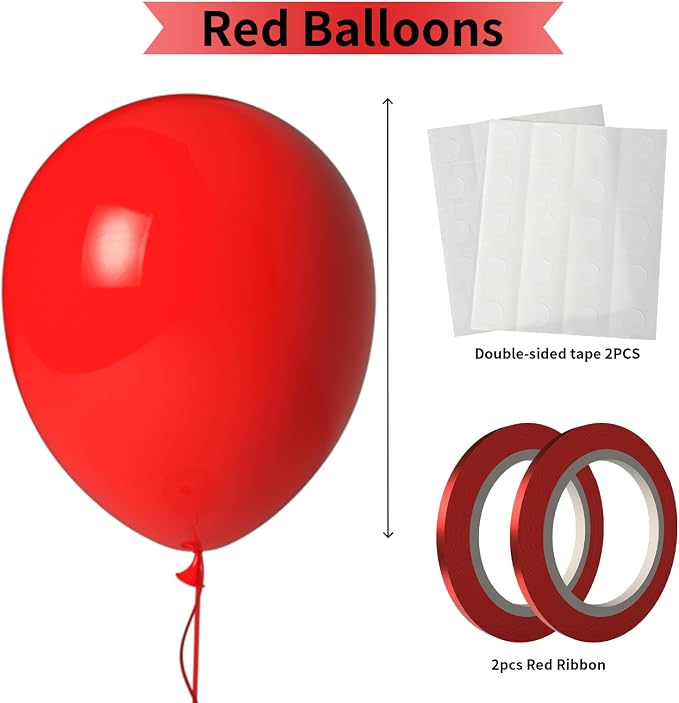Red Balloons 100 Pack 12 Inch Red Extra Thick Latex Party Balloons - Image 2