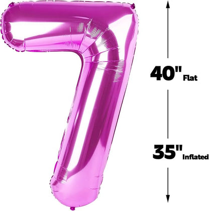 Rosy Purple Number 7 Balloon 40 inch, 7th Birthday Party Balloons Decoration | - Image 3