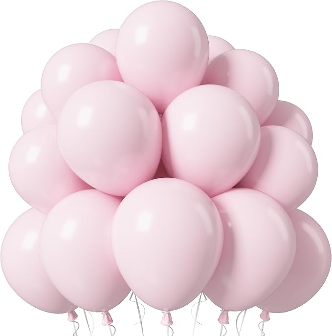 Jobkoo Pink Balloons, 12 Inch Pastel Baby Light Pale Pink Latex Balloon | Soft by Jobkoo