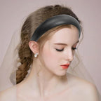 Black Wide Headband for Women Soft Leather Padded Headband Fashion Dressy Head Band High Elastic Comfortable Hairband Hair Accessories for Womens Hair