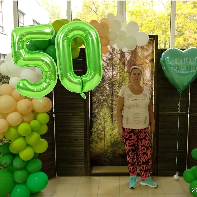 TONIFUL 40 Inch Green Number 50 Balloon Large Foil 50th Birthday Decoration | - Image 5