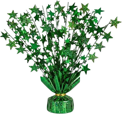 PMU 12 Pack Bursting Star Metallic Foil Spray Centerpiece- Green Balloon Weights by PMU