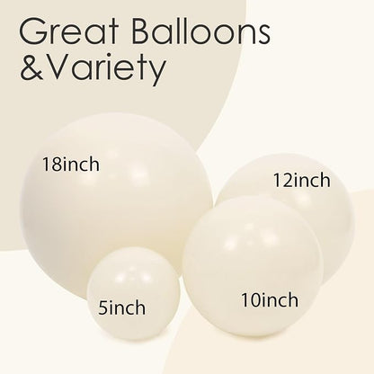 Awenztech 122pcs White Sand Balloons 18 12 10 5 inch Different Sizes Beige - Image 7