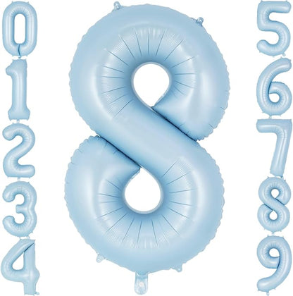 Light Blue Number 8 Balloon, 40 Inch Big Large Foil Number Balloons, Giant by AIQINHU