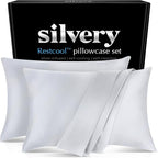 Silvery Restcool™ Silver Infused Cooling Pillowcase Set - 2 Pack Self-Cooling Pillowcases with Silvery Technology™ for Hot Sleepers & Night Sweats (Gray, King (U.S. Standard))