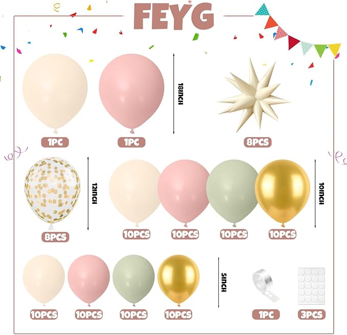 Sage Green Pink Balloon Arch Garland Kit, Sage Green Pink Sand White Beige - Image 2