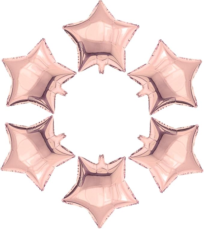24 Pcs Rose Gold Star Shape Foil Mylar Balloon by Unknown