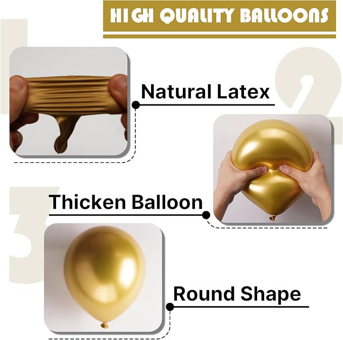 PartyWoo Metallic Gold Balloons 50pcs Chrome Gold Color 5 Inch | Balloons - Image 6