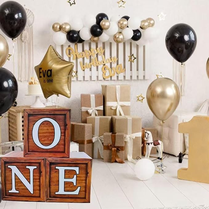 One Boxes for 1st Birthday Wood Grain, One Balloon Box, Baby Girl 1 Year Old - Image 3