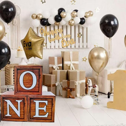 One Boxes for 1st Birthday Wood Grain, One Balloon Box, Baby Girl 1 Year Old - Image 3
