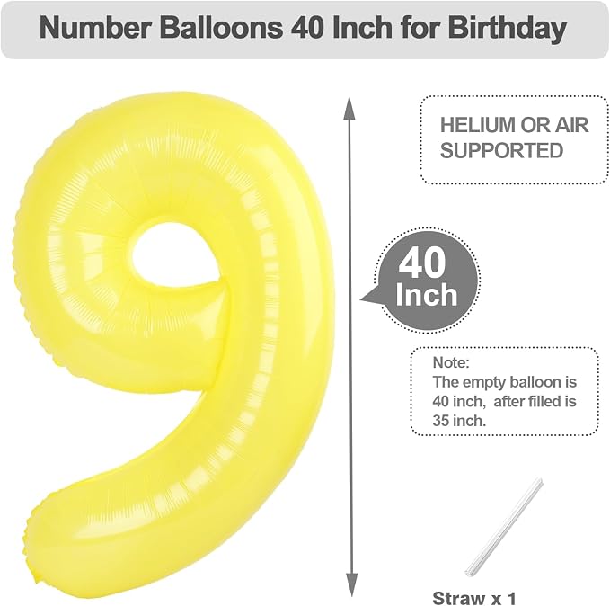 8 Balloon Number 40 Inch for Yellow Birthday Party Decorations | Mix & Match - Image 5