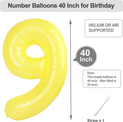 2 Balloon Number 40 Inch for Yellow Birthday Party Decorations | Mix & Match - Image 5