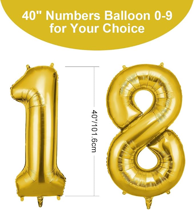 OFFCUP Helium Balloons, 40 Inches Number Balloons 18, Foil Balloons Birthday - Image 2