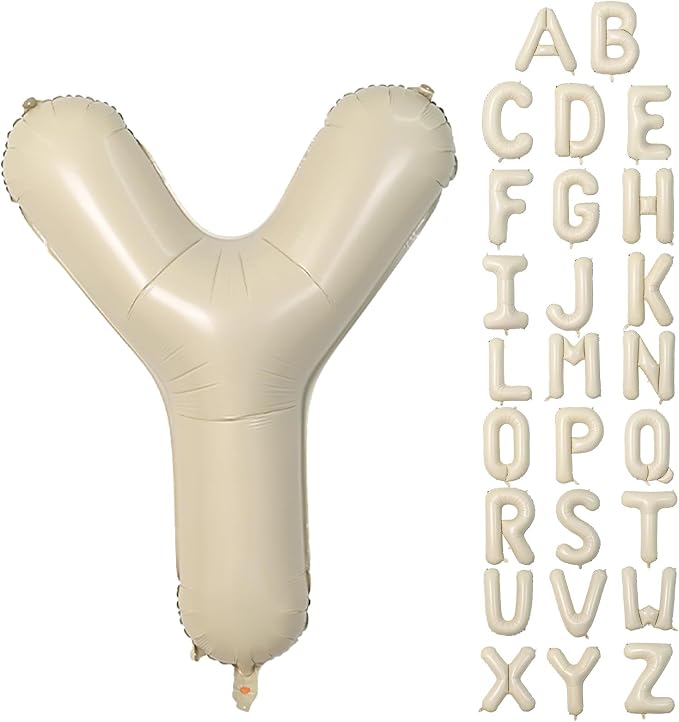 Cream Y Letter Balloons, 40 Inch Letter Y Balloon Beige, Helium Custom Letter by Dagelar