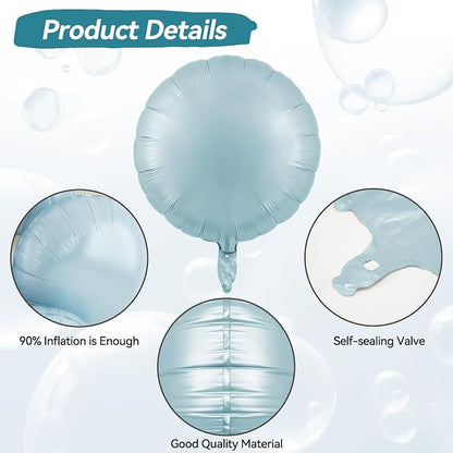 20PCS Round Shaped Balloons, 18 Inch Round Foil Balloon, Retro Dusty Blue Cream - Image 3