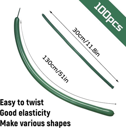 100pcs Sage Green 260 Balloons, Thickening Latex Green 260q Balloon - Image 2