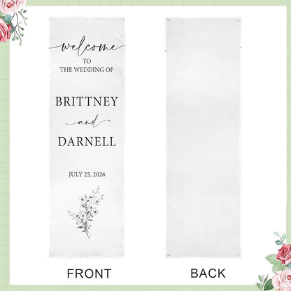 Personalized Fabric Wedding Welcome Sign, Cotton Linen Banner - Image 4