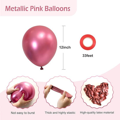 50 Pack Metallic Pink Balloons 12 Inch - Image 2