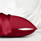 Red Silk Pillow Cases for Hair and Skin Made in USA, 22 Momme, Anti Acne Silk Pillowcase with Zipper, Organic, Hypoallergenic, Anti Wrinkle, 1 Pc 20"x26" (Standard, Red)