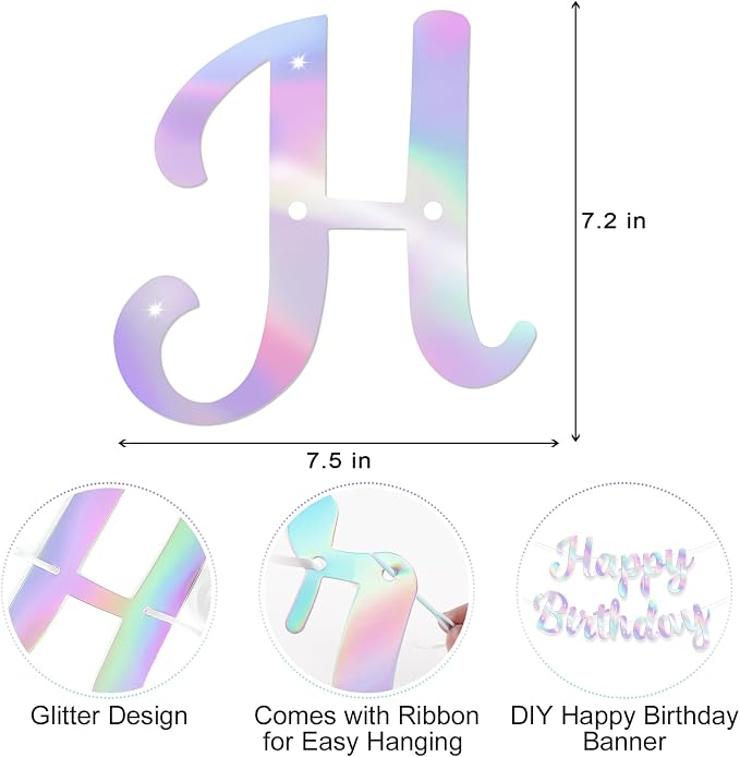 Glitter Happy Birthday Banner Sign Birthday Garland Wall Door Banners Flag - Image 7